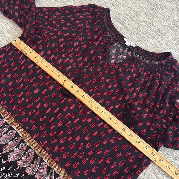 Beachlunchlounge Floral Paisley Mixed Print Peasant Tunic Size XL Long Sleeve - Picture 11 of 13